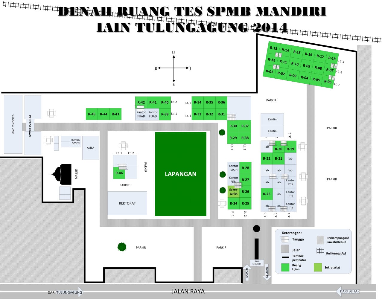 Denah Lokasi Ruang SPMB Mandiri IAIN Tulungagung