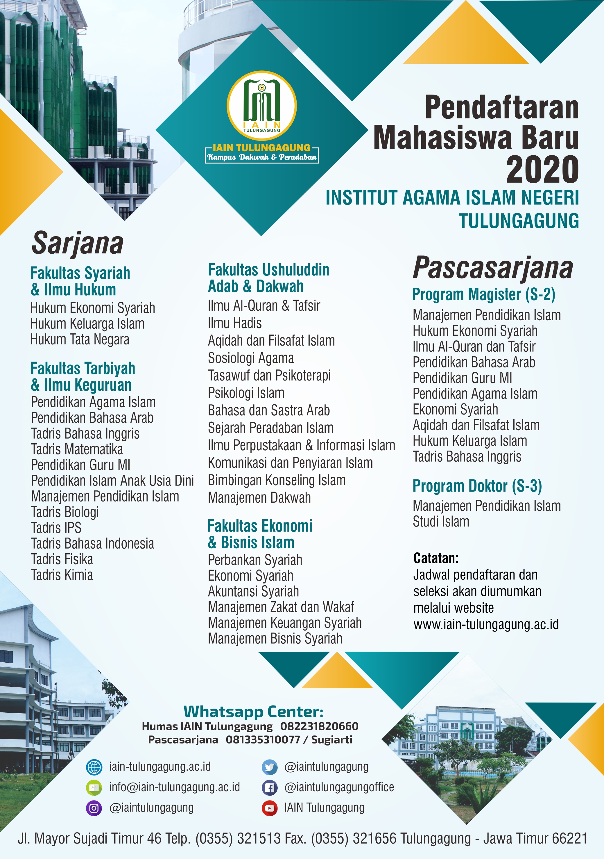 Brosur Penerimaan Mahasiswa Baru IAIN Tulungagung Tahun Akademik 2020/2021