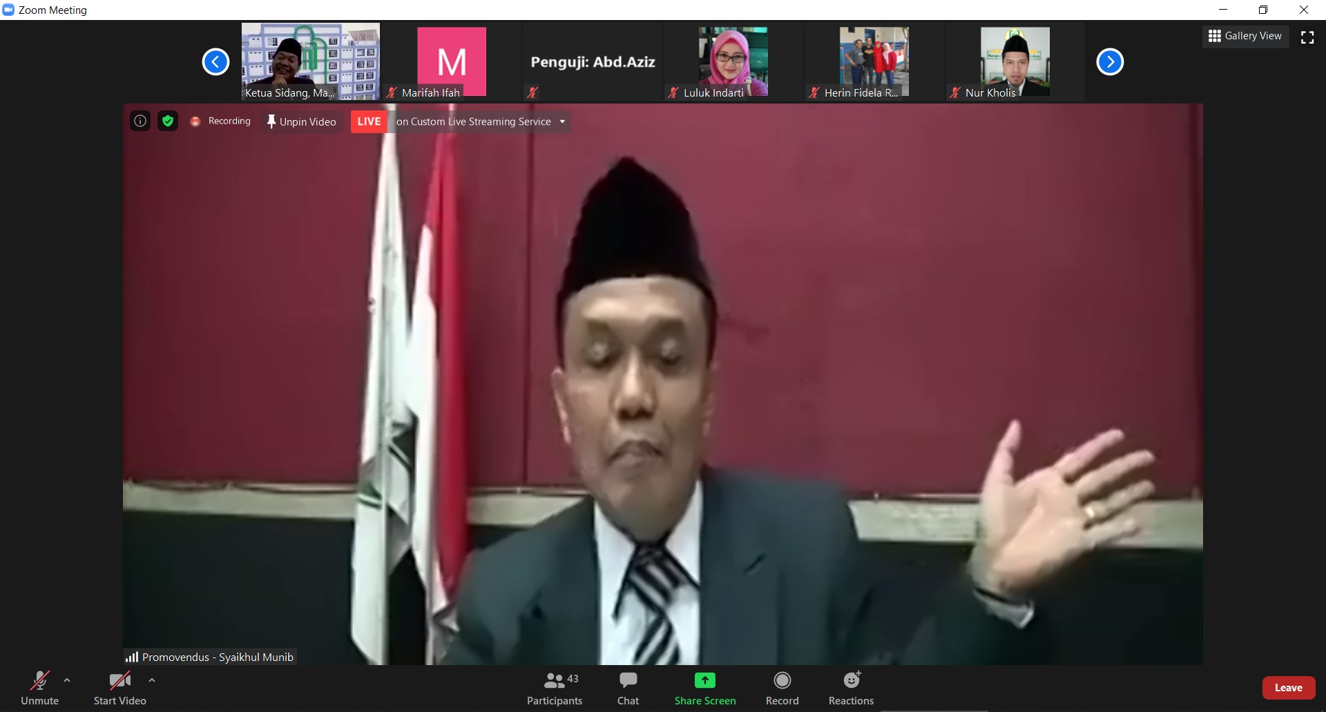 Penyintas Covid-19 Lulus Ujian Terbuka Doktor di IAIN Tulungagung