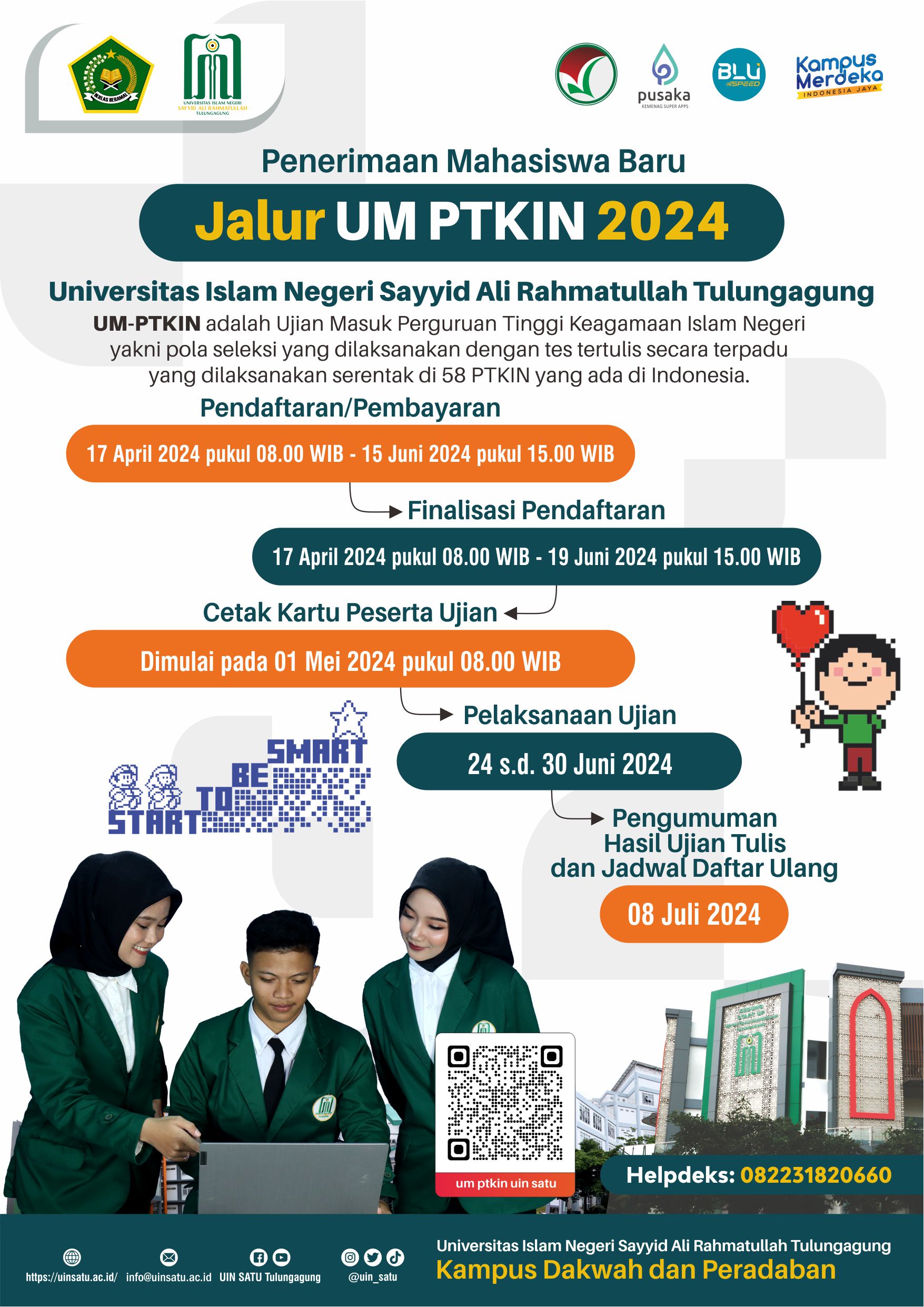 Pendaftaran Mahasiswa Baru UIN Sayyid Ali Rahmatullah Tulungagung Jalur UM-PTKIN Tahun 2024