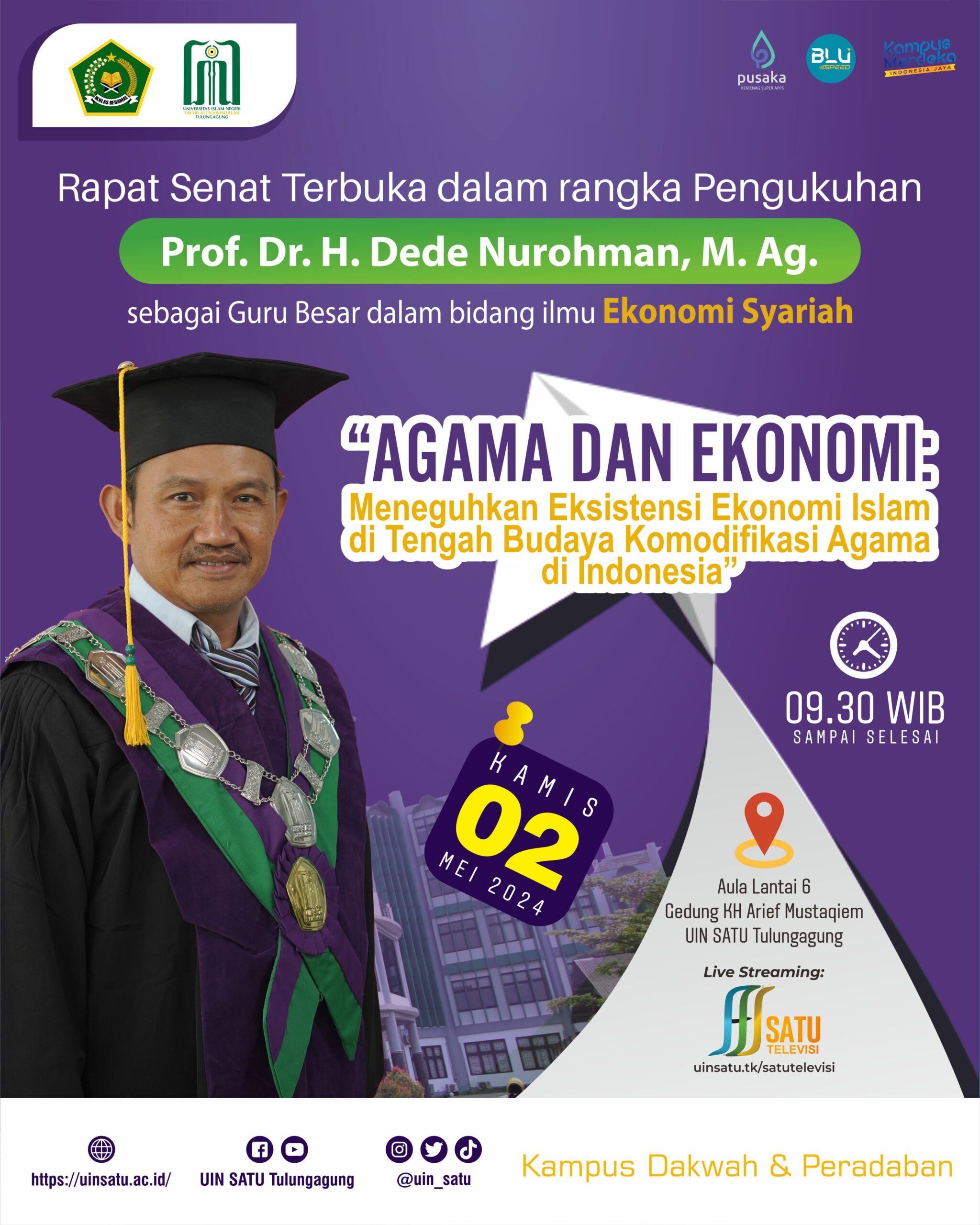Pengukuhan Prof. Dr. H. Dede Nurohman, M.Ag. (Guru Besar dalam bidang ilmu Ekonomi Syariah)