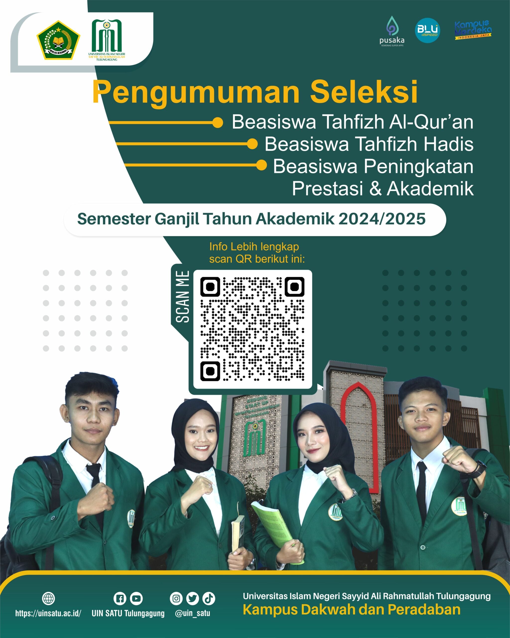 Pengumuman Seleksi Beasiswa Tahfizh Al-Qur’an, Tahfizh Hadits, dan Peningkatan Prestasi dan Akademik Semester Ganjil Tahun Akademik 2024/2025
