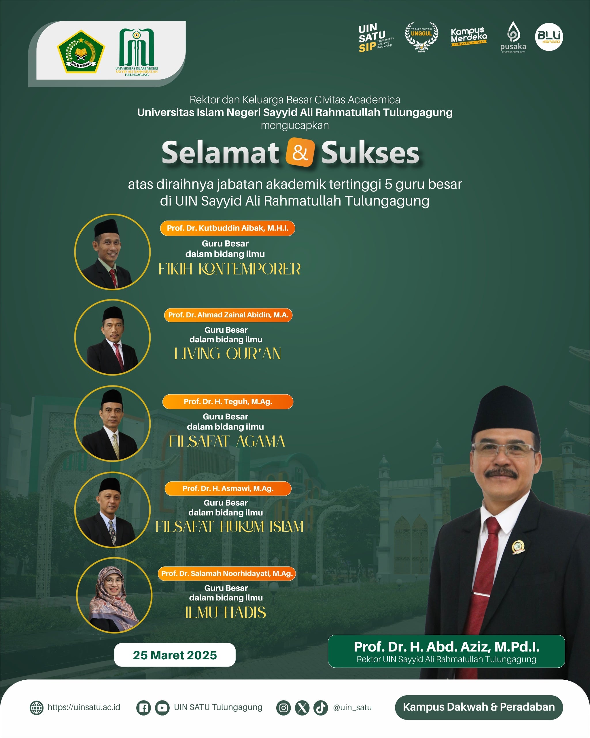 Bertambah 5 Guru Besar, UIN SATU Tulungagung Kini Miliki 36 Profesor 6 Bertambah 5 Guru Besar, UIN SATU Tulungagung Kini Miliki 36 Profesor