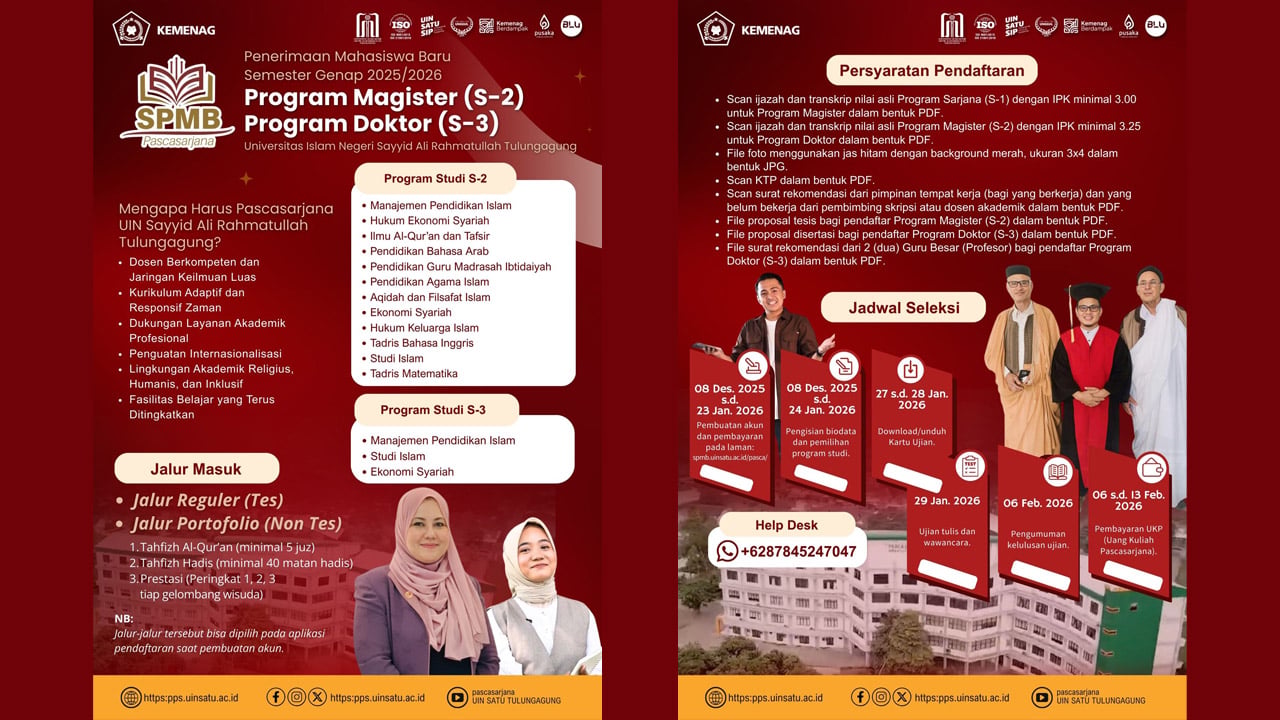 Brosur Pendaftaran Mahasiswa Baru Program Magister (S-2) dan Program Doktor (S-3) Semester Genap Tahun Akademik 2025/2026