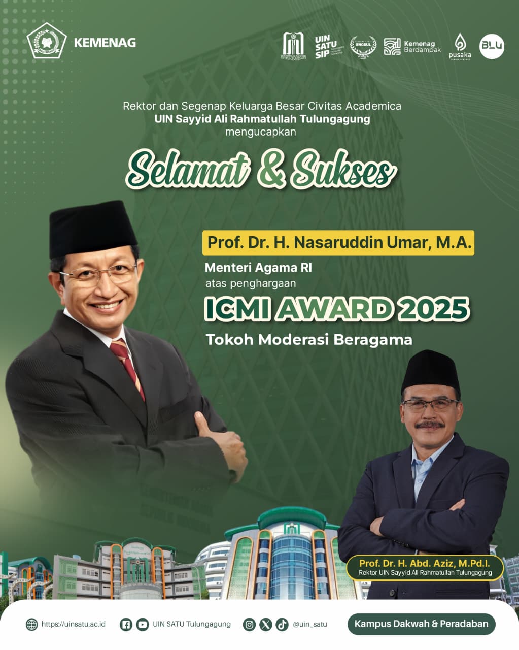 Menag RI – Penghargaan ICMI AWARD 2025 Tokoh Moderasi Beragama